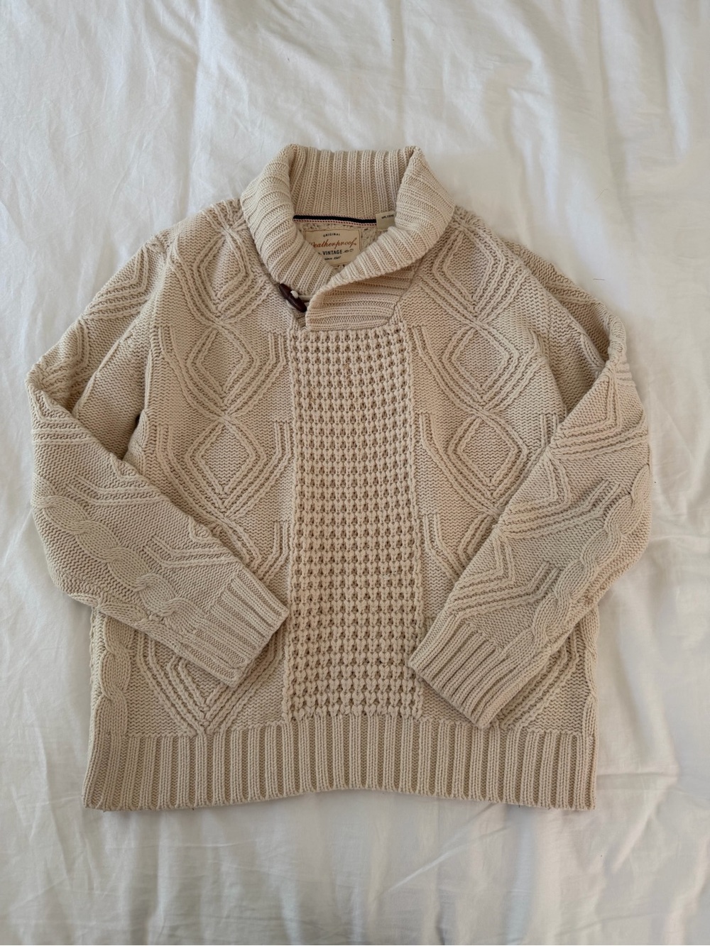 Weatherproof Men's Cream Cable Knit Turtleneck Sweater